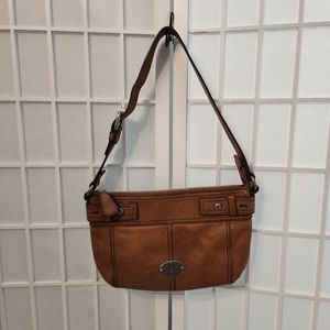 Fossil Tan‎ Pebbled Leather Shoulder Bag with Adjustable Strap